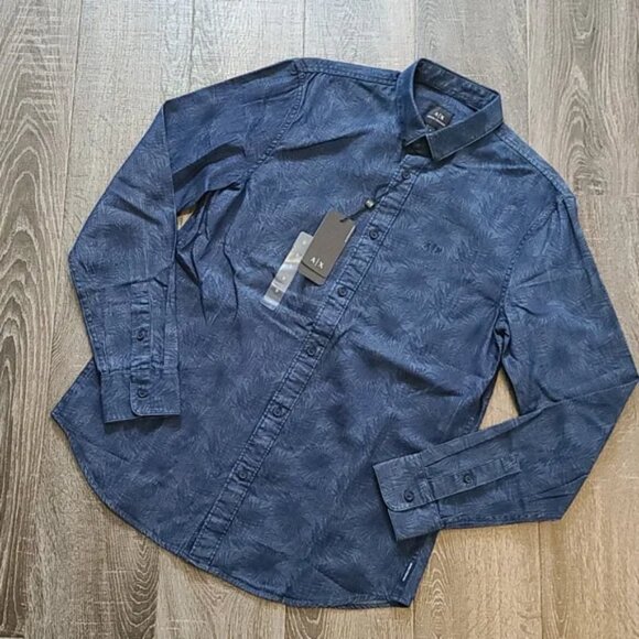 Armani Exchange "Palm Print" button down Shirt - Picture 2 of 3